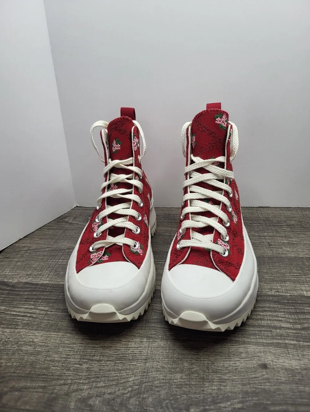 CONVERSE Run Star Hike Hi Platform Rose Cross Stitch Women Sz 8.5 Shoes Sneaker - Picture 4 of 8